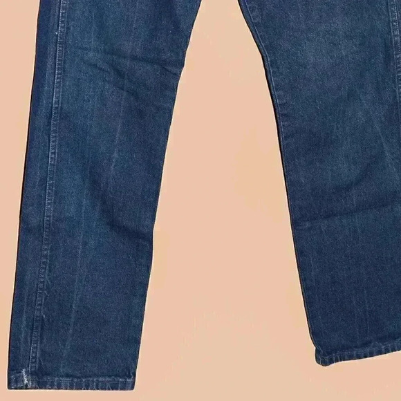 Wrangler Distressed Dark Classic Denim Jeans Size 34x34 Straight Leg Jeans Work - Picture 5 of 5